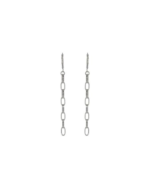 Edge Only White Oval Link Drop Earrings Sterling