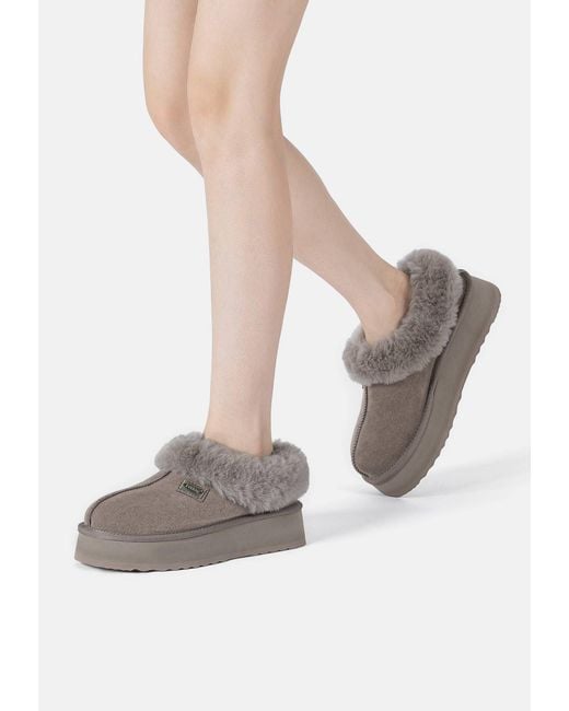 EverAu Australia Brown Topknot Leather Slippers