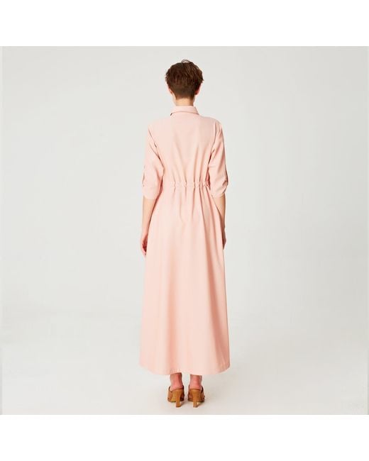 Smart and Joy Pink Long Minimalist Shirt Dress