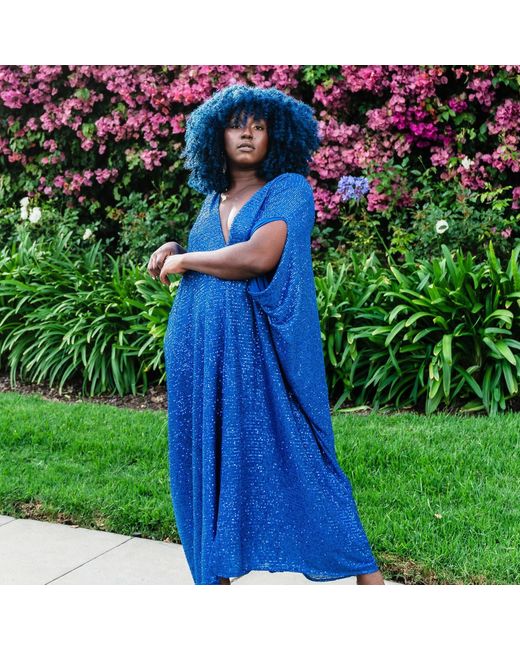 Jennafer Grace Blue Royal Sequin Caftan