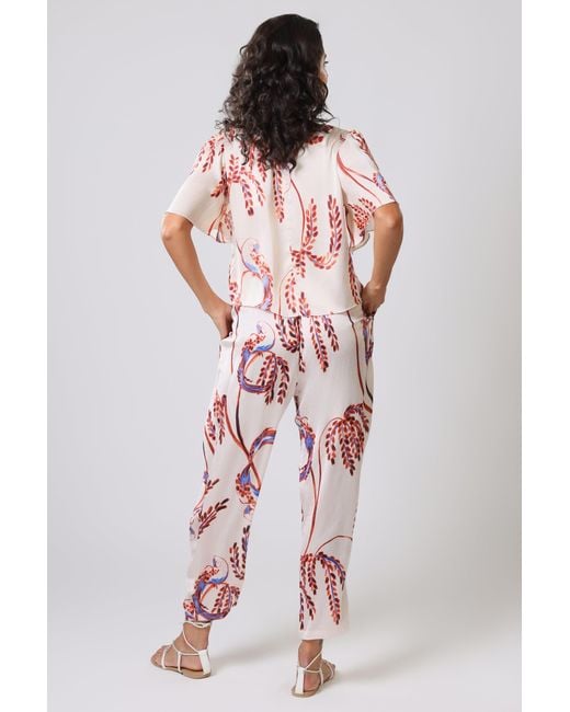 Traffic People Pink Birds Of A Feather Cream And Rene Short Sleeve Blouse