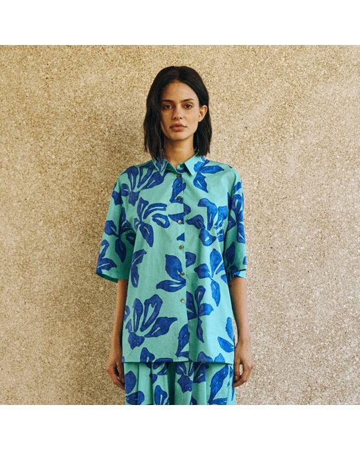 Lost Pattern Blue Tropical Bliss Oversized Shirt