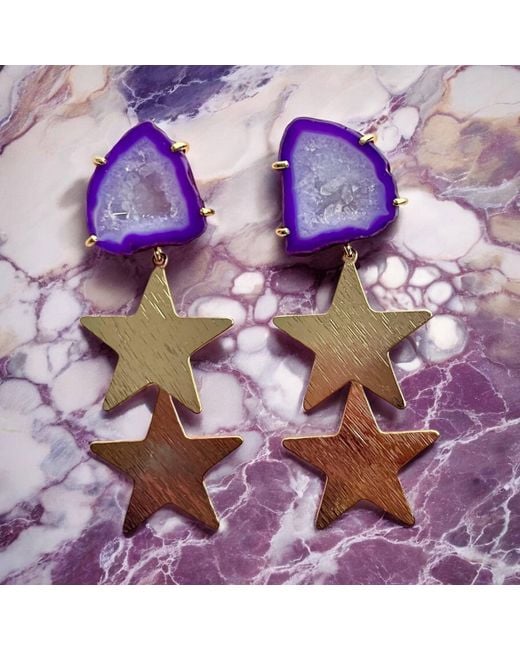 Magpie Rose Purple Double North Star Earrings