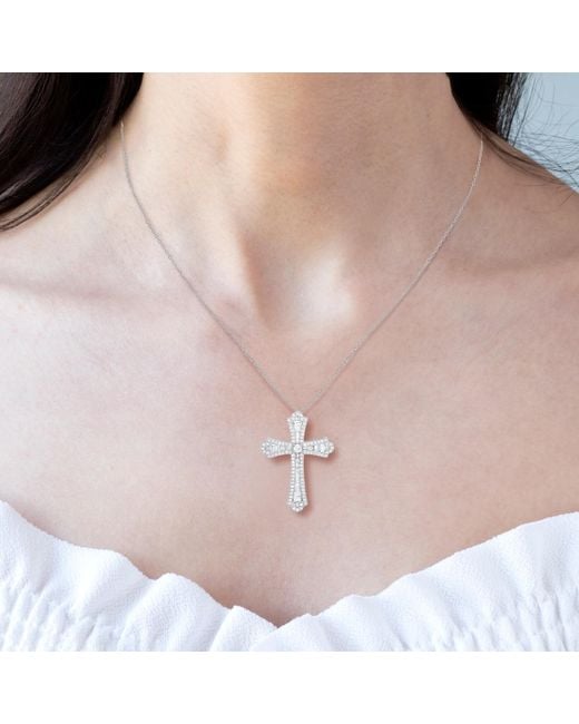 Kylie Harper Metallic Luxurious Diamond Cz Cross Pendant