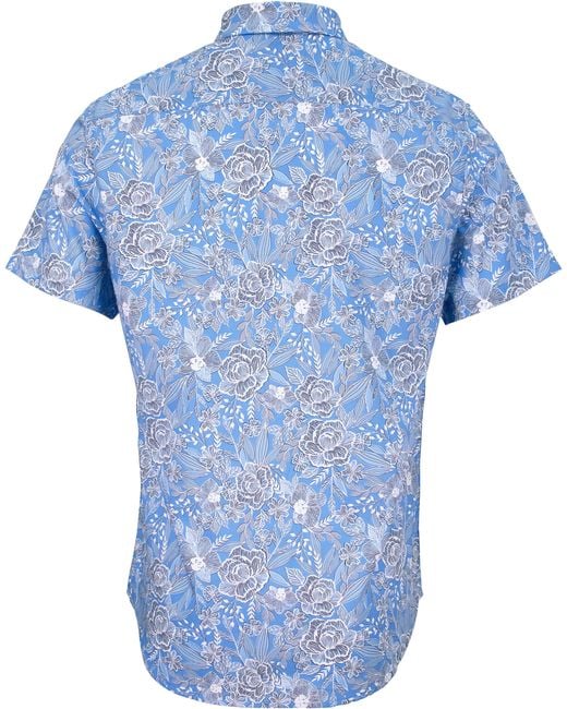 Lords of Harlech Blue Scott Handcut Floral Shirt for men