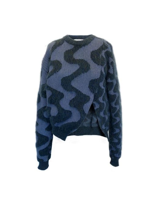 Ccy Currency Blue Wavey Split Sweater