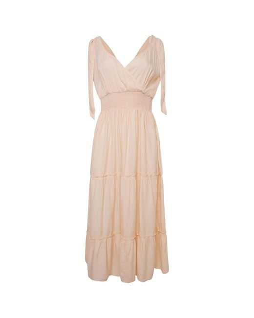 LAtelier London Natural Neutrals Maisie Light Peach Midi Dress