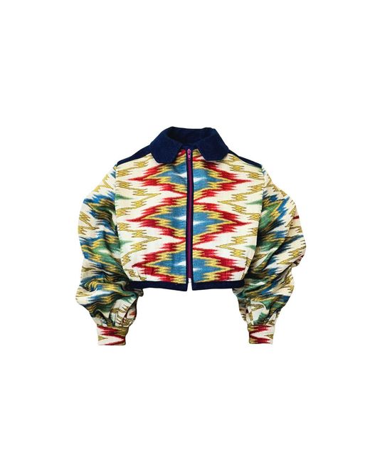 Couture to Your Door Green Upholstery Upcycled Denim Zip Jacket