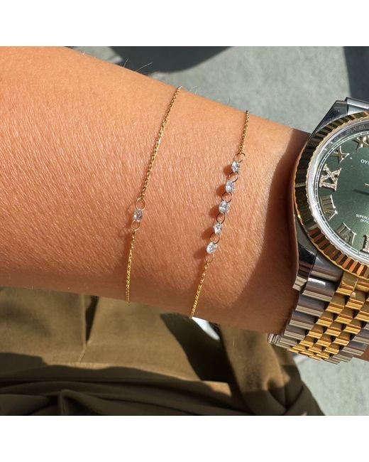 Ecce | Artisan Diamonds Metallic 18K Solid Dancing Tiny Five Diamond Bracelet