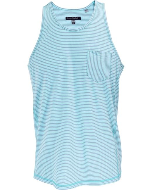Lords of Harlech Blue Tristan Lagoon Stripe Pocket Tank for men
