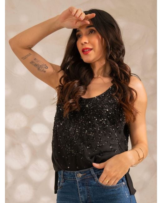 Rose & Nancy Black Selene Sequin Vest