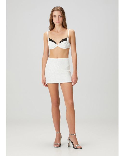 Pcfg White Sequin Mini Skirt