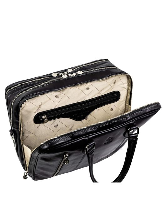 Time Resistance Black Leather Convertible Briefcase Backpack for men