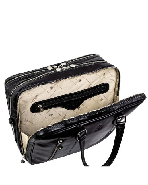 Time Resistance Black Leather Convertible Briefcase Backpack for men