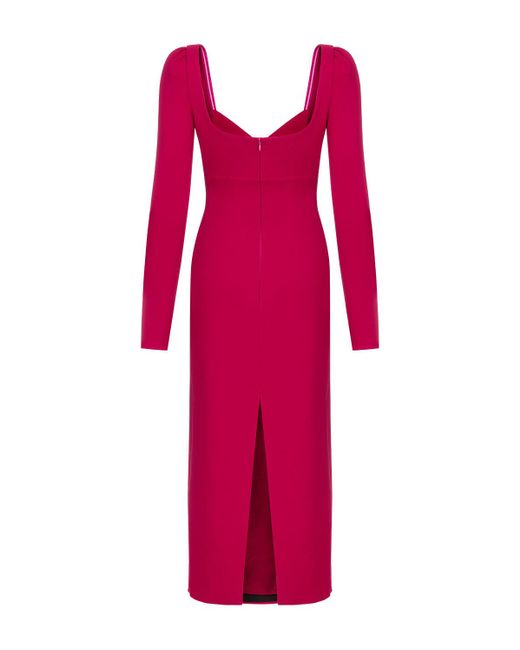 Nocturne Pink Cut-out Midi Dress Fuchsia