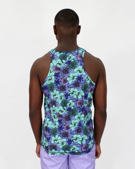 Lords of Harlech Blue Tedford Hibiscus Garden Tank for men
