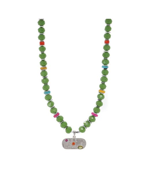 Ebru Jewelry Metallic Sacred Symbols Pendant Colorful Protection Choker Necklace