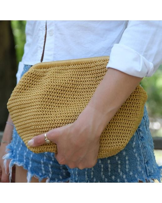 Springmoonatelier Natural Neutrals Handmade Mustard Clutch Bag