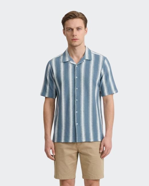 Vustra Blue Coastal Breeze Zigzag Stripe Shirt for men