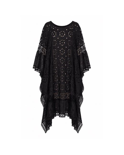 MARICEL Black Alessia Caftan Sangallo Linen