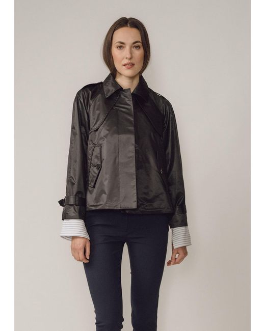BEIRA Black Amelia Cropped Waterproof & Windproof Trench Jacket With Detachable Hood