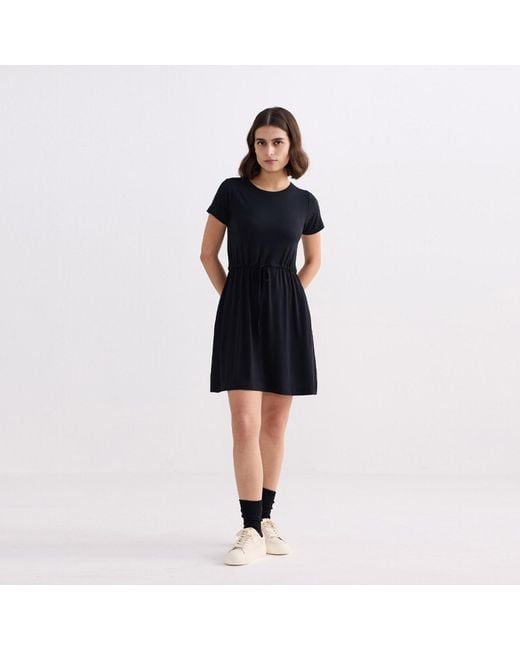 REISTOR Black Drawstring Short T-Shirt Dress