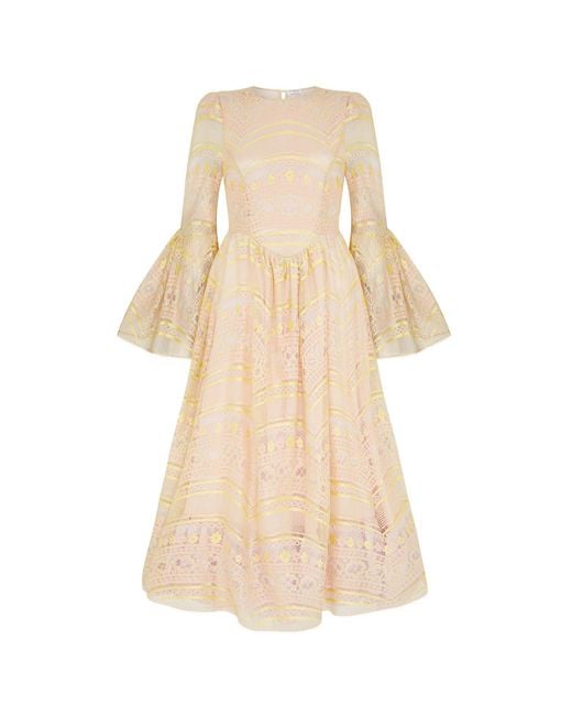 Lisa The Label Natural Le Jardin Dahlia Dress Long