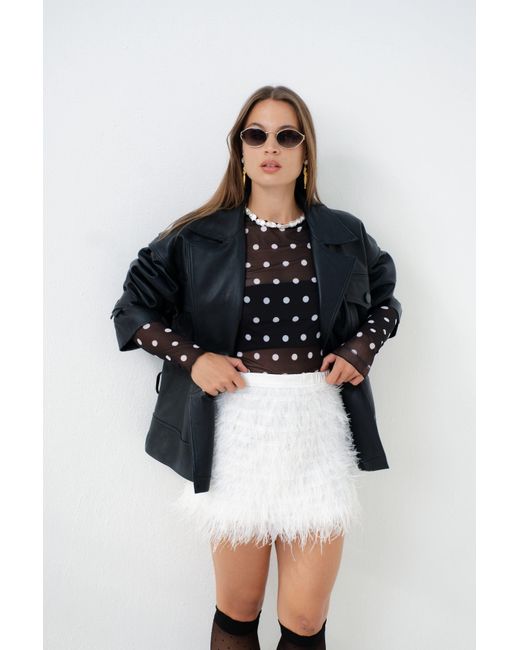 Noblesse Oblige White Small Polka Dot On Mesh Sleep Shorts
