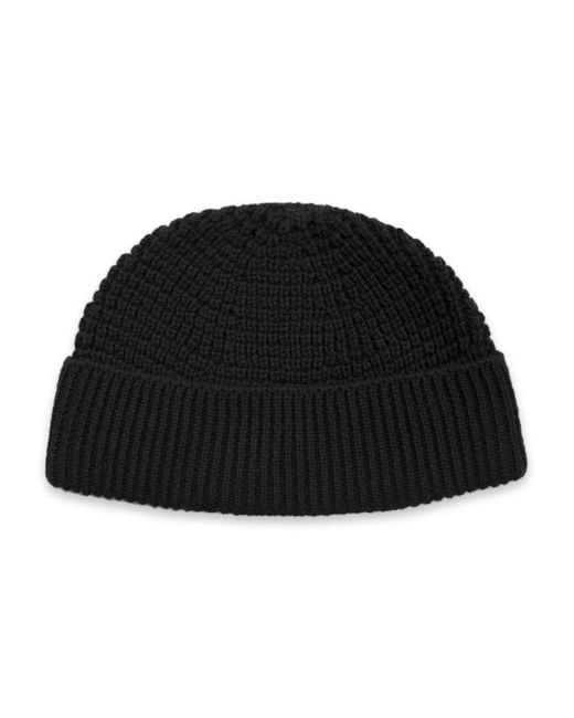 Paul James Knitwear Black Lightweight Cotton Whitby Docker Beanie for men