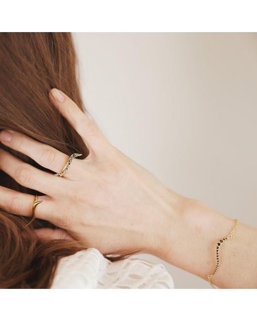 Linda Fiore Metallic Swirl Bracelet Vermeil With Onyx Cz