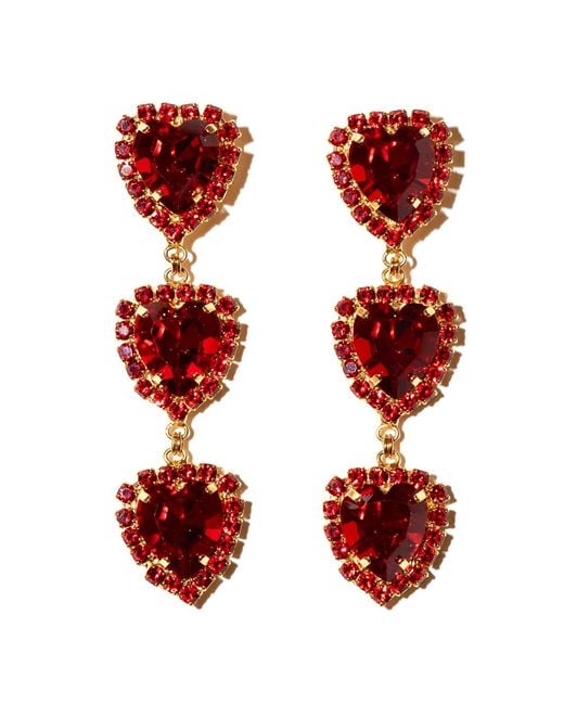 Achala Handcrafted Red Via Dell Amore Heart Earrings