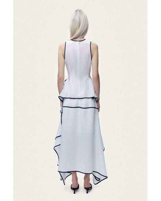 Nocturne Metallic Contrast Trim Asymmetric Hem Skirt