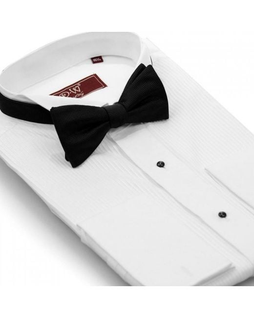 DAVID WEJ White Ashton Wing Collar Double Cuff Dress Shirt – for men