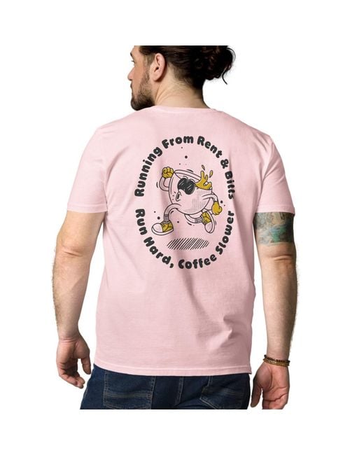 Anchor and Crew Pink Cotton Gustatory Coffee Over Bills Organic Cotton Embroidered T-Shirt for men