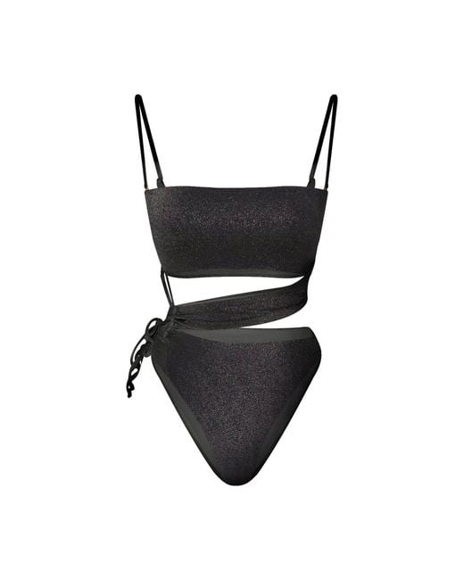 Mahogany Coast Swim Black Amour Side-Tie Bandeau Swimsuit