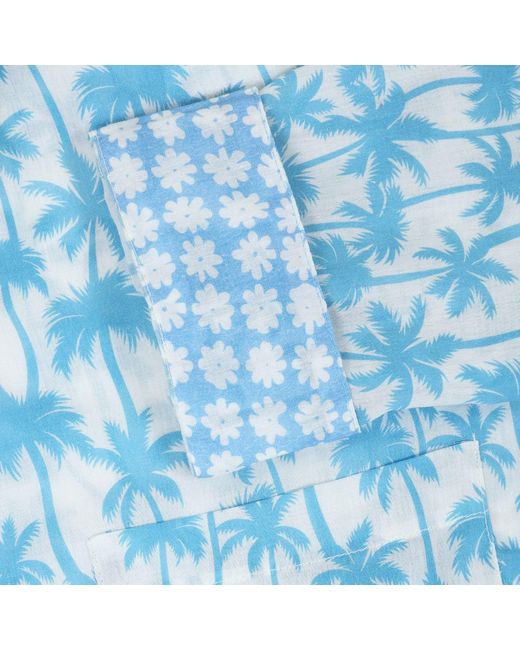Luella Fashion Blue Neutrals Bordeaux Cotton Shirt Printed Pattern/Pale