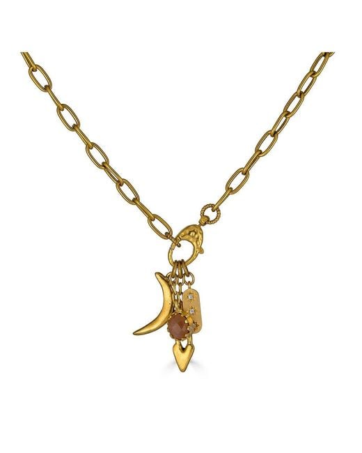 Loni Paul Jewelry Metallic Peach Moonstone Talisman Drop Necklace