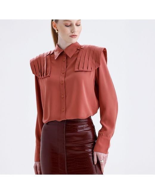 Maan Istanbul Pink Oversize Apricot Color Silk Shirt