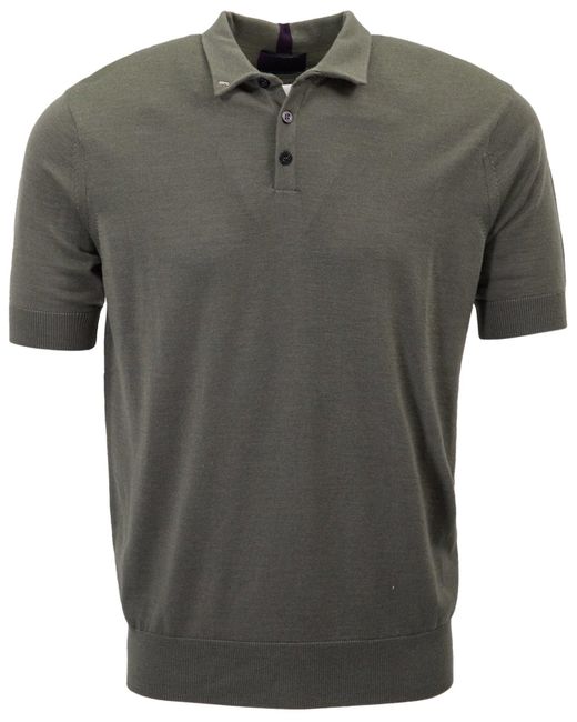 Lords of Harlech Gray Pilgrim Sage Merino Silk Cashmere Polo Sweater for men