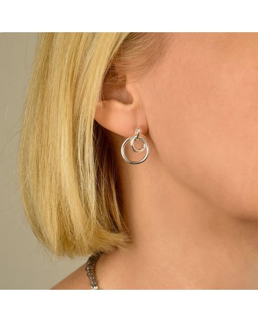 Nellou Jewellery Metallic Double Hoop Ear Drop Plated Sterling