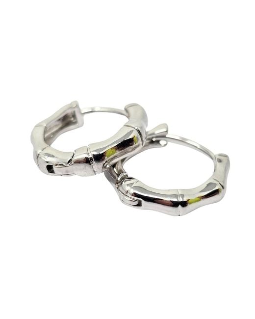 Harfi Metallic Bamboo Everyday Sterling Huggie Hoop Earrings
