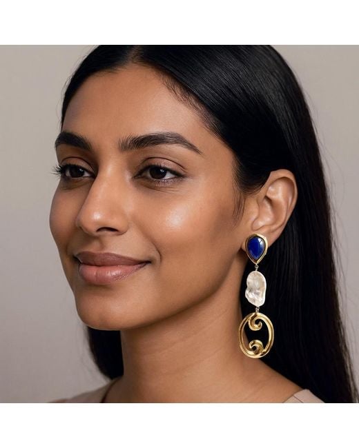 Laura Gray Metallic Serena Baroque Pearl Earrings