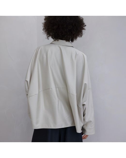 London Atelier Byproduct Gray Neutrals Bias Lantern Oversize Shirt