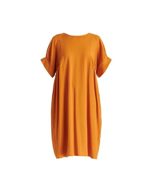 Paisie Orange Relaxed Fit Dress With Back Bow Detail