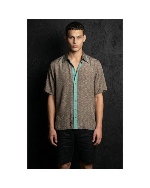 Monzlapur New York Green Paisley Motif Short Sleeve Shirt- Mint for men