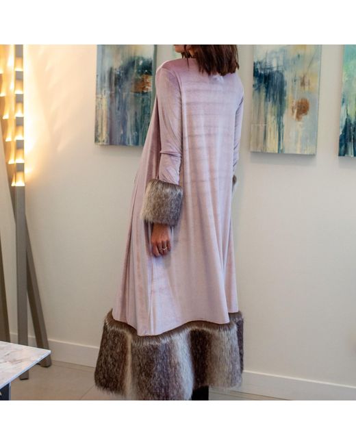 Jennafer Grace Pink Blush Velvet Faux Fur Cuff Jacket
