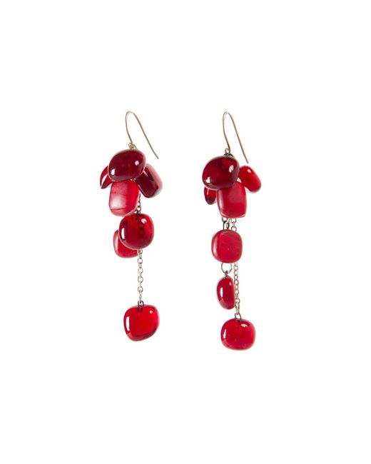 Laura Daili Red Ruby Light Glass Cluster Earrings