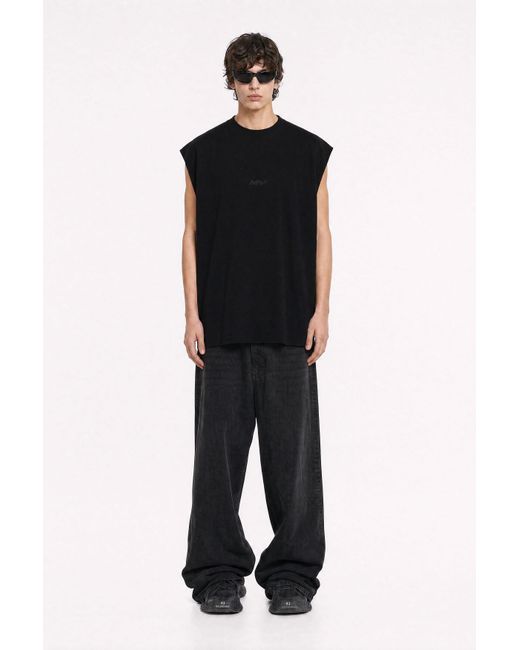 mysimplicated Black Oversized Sleeveless Tee for men
