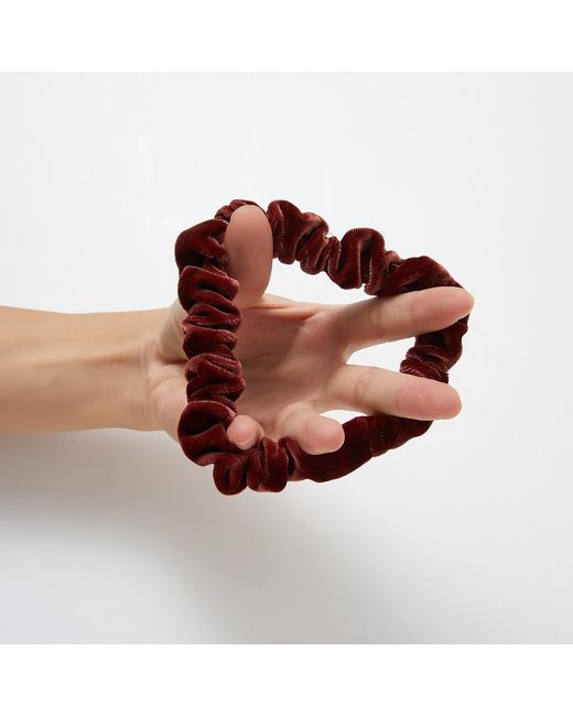 Soft Strokes Silk Brown Silk Velvet Handmade Mini Scrunchie Set Of Four, Lipstick Collection