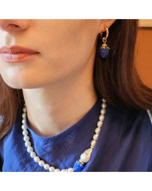 Farra Blue Raspberry Dangle Hoop Fun Earrings